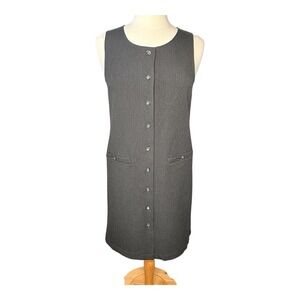 Talbots Petites Gray‎ Button Front Sleeveless Preppy Sheath Dress Women Size 6